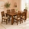 Globally Indian Ojasvi Solid Sheesham Wood 6 Seater Dining Table Set 6 Chairs Beige