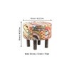 Collio Solid Wood Pouffee in Multicolour Patch Kantha Fabric