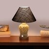 Devansh Conical Blue Jute Shade Lamp With Wood & Mosaic Glass Base For Decoration/Office/Home/Gifting/Study For Decoration/Office/Home/Gifting/Study -(10X10X14.5) Inches -A