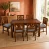 Globally Indian Vedika Solid Sheesham Wood 6 Seater Dining Table Set 6 Chairs Grey