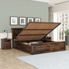 Prashiv Sheesham Wood King Size Bed In Provincial Teak Finish  With Hydraulic Storage (72 x 78 inches)