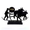 Desert Art Handmade Metal Bullock Cart Clock Decorative Showpiece