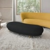 Wooden Twist Borzy Modern Curved Bench with Golden Metal Legs and Soft in Black Colour
