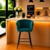 Doe Buck Velvet Counter Height Bar Stool in Teal Colour