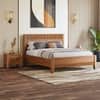 Toledo Solid Wood King Non Storage Bed with Bedside Table (Standard) – Amber Walnut Finish