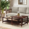 Sera Rectangular Marble and Square Solid Wood Nested Coffee Table in Walnut Finish