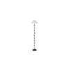 Evander White Natural Fiber Floor Lamp with Black Iron Base