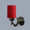 Devansh Metal Electric Wall Light in Antique Gold Colour with Maroon Shade Count of 1 Light