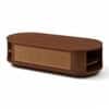 Tavia Oval Sheesham Wood and Cane Coffee Table in Walnut Finish