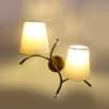 Devansh Metal Electric Wall Light in Gold Colour with off-white Shade Count of 2 Lights
