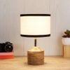 Edna Multicolour Fabric Shade Table Lamp with Natural Wooden Base