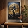 The Castle Decor Golden Wish Tree Wall Painting Framed Artwork 20x30 Inch