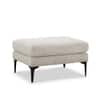 Doe Buck Minimal Luxe Ottoman Bench in Light Grey Colour Fabric with Dark Wood Legs