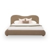 Ripple Fabric Queen  Size Bed With Hydraulic Storage (Coffee Oak Brown Finish, Tuscan Almond Colour)