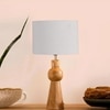 Devansh Grey Cotton Table Lamp With  Wood Natural Base (7X18.25 Inches)-7