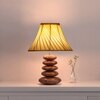 Devansh Cross Pleated Cotton Table Lamp With Wood Pebble Lamp (12X12X16.5) Inches -C