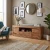 Baare Solid  Wood 2 Door With 2 drawer  Tv Cabinet  In Natural Finish