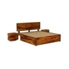 Esra Solid Wood King  Size Bed With Box Storage (Honey Oak Finish)