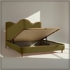 Solara Wave Luxe King Size Bed in velvet With Oak wood Frame & Hydraulic Storage