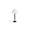 Abdullah Off White Fabric Shade Table Lamp with Black Iron Base