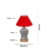 Devansh Conical Red Cotton Shade Lamp With Wood & Mosaic Glass Base For Decoration/Office/Home/Gifting/Study For Decoration/Office/Home/Gifting/Study -(10X10X14.5) Inches -A