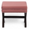 Rosslyn Solid Wood Pouf Stool in Coral Pink Velvet