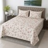 Cream Floral 400 TC Cotton Flat Queen Size Bedsheet With 2 Pillow Covers Threads