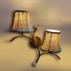 Devansh Metal Electric Wall Light in Gold Colour with Beige Shade Count of 2 Lights