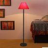 Jamie Red Fabric Shade Floor Lamp with Black Iron Base