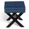 Rosslyn Solid Wood Pouf Stool in Navy Blue Velvet