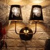 Devansh Metal Electric Wall Light in Gold Colour with Black Shade Count of 2 Lights