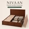 Nivaan Solid Wood Comfort King Bed Box Storage Provincial Teak Finish Mattress 72 x 78 Inches