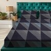 Navy Blue Abstract 180 TC Fitted 1 King  Bedsheet with 2 Pillow Covers