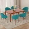 Atlas Solid Wood 6 Seater Compact Dining Table with 6 Meryl Lounge Chair
