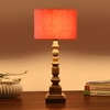 Devansh Orange Cotton Table Lamp With  Wood Natural Base (7X7X21.25 Inches)-5