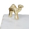 Marble Platter Square With Gold Finish Metal Piece Attachment