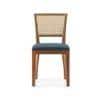 Reed Solid Wood Dining Chair Set Of 2 In Finish Amber Walnut And Colour Night Blue Velvet