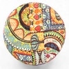 Roswell Sheesham Wood Bohemian Round Stool in Israel Print Patchwork Kantha Upholstery