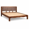 Grid Solid Wood Queen  Size Upholstered Bed Without Storage (Provincial Teak Finish, Brown Colour)