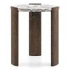 Kanso Hexagon Toronto Marble and Solid Wood Side Table in Danish Walnut Finish