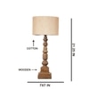 Devansh Off White Cotton Table Lamp With  Wood Natural Base  (7X7X21.25 Inches)-2