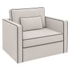 Elano Modern Premium 1 Seater Boucle  Pull Out Sofa Cum Bed with Improted Mechanism In off  White  Color