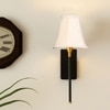 Devansh Metal Electric Wall Light in Black Colour with Off-white Shade Count of 1 Light