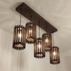Hexa 5 Series Brown Solid Wood Cluster Hanging Light
