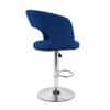 Doe Buck Adjustable Upholstered Bar Stool in Blue Colour with Chrome Base