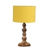 Devansh Yellow Cotton Table Lamp With Wood Natural Base (7X7X15.5 Inches)-6