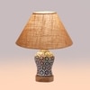 Devansh Conical Beige Jute Shade Lamp With Wood & Mosaic Glass Base For Decoration/Office/Home/Gifting/Study For Decoration/Office/Home/Gifting/Study -(10X10X14.5) Inches -A