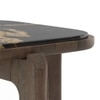 Alba Square Copa Cabana Black Stone and Solid Wood Side Table in Danish Walnut Finish