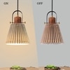 Liebe Shade Wood And Metal Hanging Pendant Light With Beige Cotton Shade