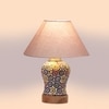Devansh Conical Grey Cotton Shade Lamp With Wood & Mosaic Glass Base For Decoration/Office/Home/Gifting/Study For Decoration/Office/Home/Gifting/Study -(10X10X14.5) Inches -A